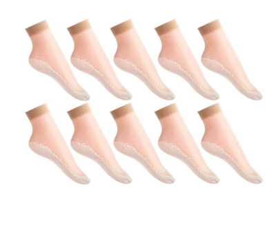 10 זוגות גרביים בדגם שקוף סוליה נגד החלקה