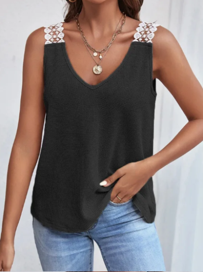 גופיות כתפיות סריגה צווארון V