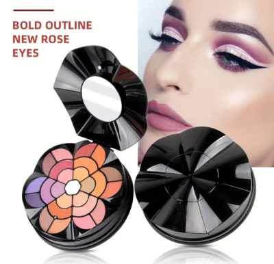 פלטת איפור MISS ROSE עם 57 צבעים : צלליות ,פודרה, סומק, שפתון ועוד