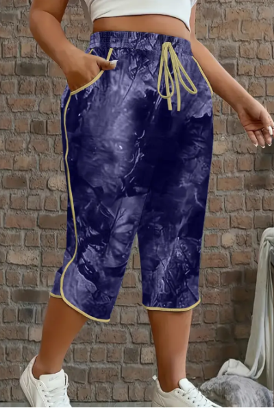 ורוד צהוב- - מכנסי בייסיק בדגם 3/4 נוח וקייצי